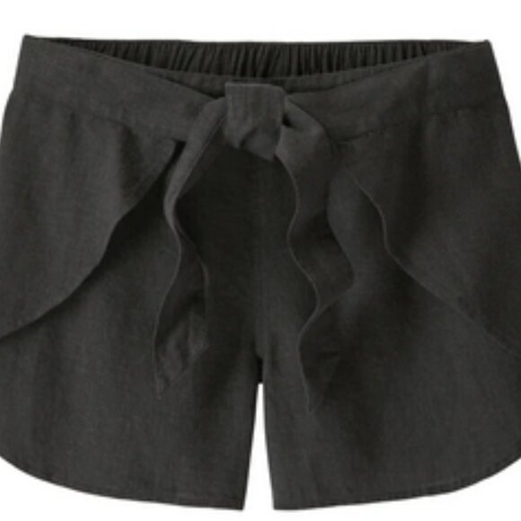 Patagonia dark gray Garden Island hemp-blend wrap tie-front shorts sz M - Picture 3 of 12